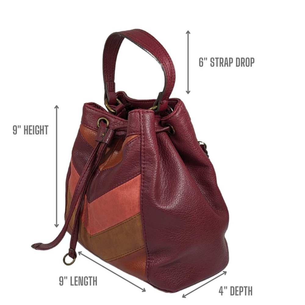 Chevron Faux Leather Convertible Cross Body Slouchy Hobo Shoulder Bag - Picture 5 of 15